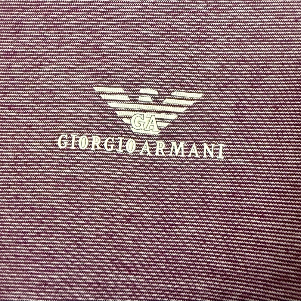🌻EUC Giorgio Armani Tipped Polo | Quiet Luxury Mauve Textured Knit - Picture 2 of 7
